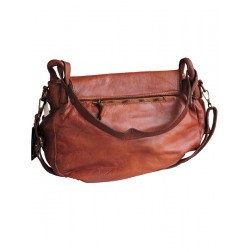 Large Italian cognac leather satchel | Madame Framboise