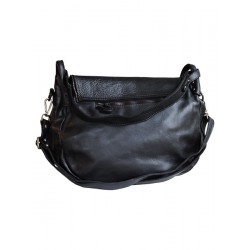 Large black Italian leather satchel | Madame Framboise