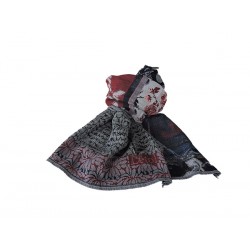Organic cotton scarf Létol - Ardoise bleu rouge | Madame Framboise