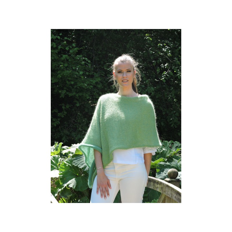 Poncho vert en laine | Madame Framboise