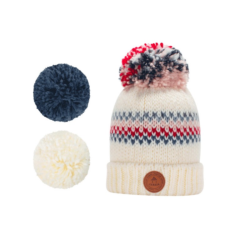 Cabaia beanie -  Bamboo Cream x Red | Madame Framboise