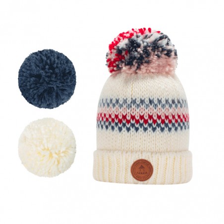 Cabaia beanie -  Bamboo Cream x Red | Madame Framboise