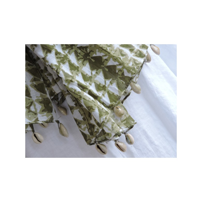 Khaki and white scarf 100% cotton - Miss Terre | Madame Framboise