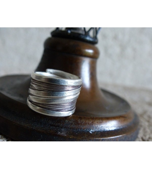 Bague Ancienne Ethnique En Laiton – Taille 54, Motif Orignal – Pièce Artisanale D’occasion