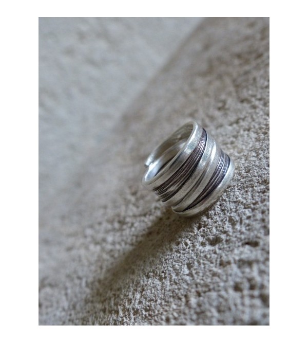 Bague Ethnique En Argent 925 – Pierre Coquillage Et Oslo – Poids 8g – Taille 56 – Style Multi Size