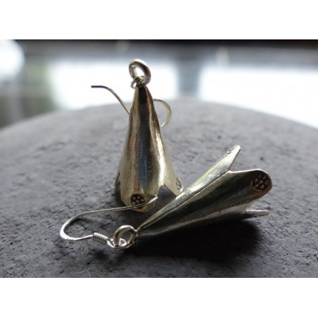 Boucles D'oreilles Chat En Argent Massif - Clous - Style Boucle - Occasion