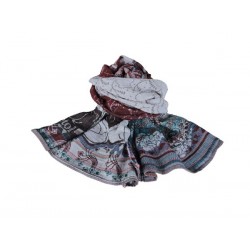 Cotton scarf Létol - Pourpre-turquoise