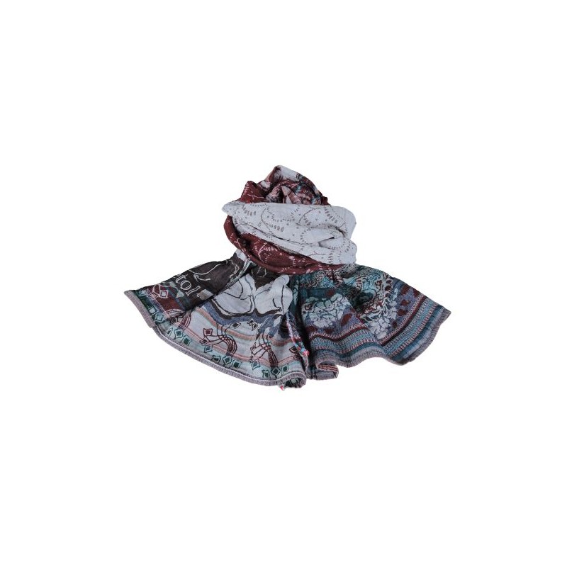 Cotton scarf Létol - Pourpre-turquoise