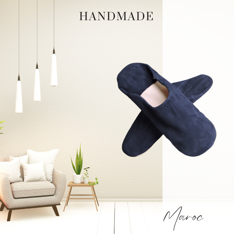 Suede Moroccan babouches - Navy