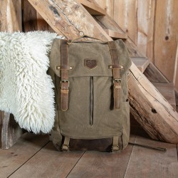 Vintage backpack - Khaki -...