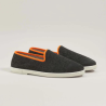 Men's furry slippers, grey and orange - Angarde