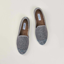 Women's furry slippers, grey and silver - Angarde