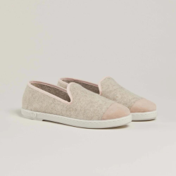 Women's furry slippers, beige and powder pink - Angarde