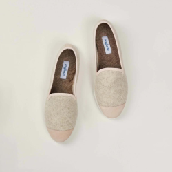 Women's furry slippers, beige and powder pink - Angarde