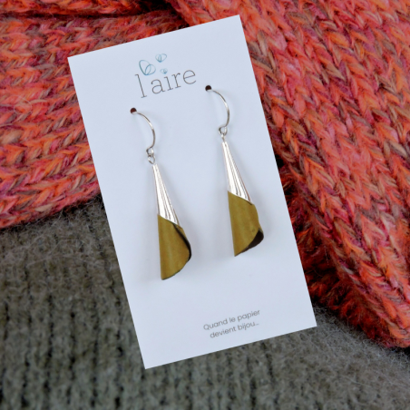 Paper earrings - Olive green - 01