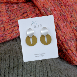 Boucles d'oreilles en papier - Vert olive  - 03