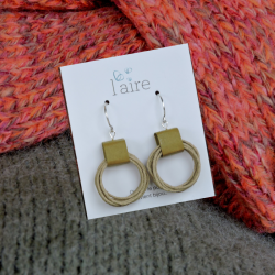 Boucles d'oreilles en papier - Vert olive  - 04