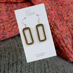 Boucles d'oreilles en papier - Vert olive  - 05