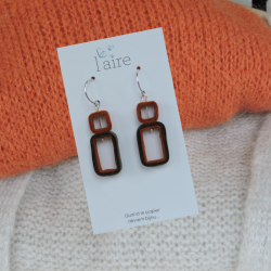 Boucles d'oreilles en papier - Rouille et kaki - 07