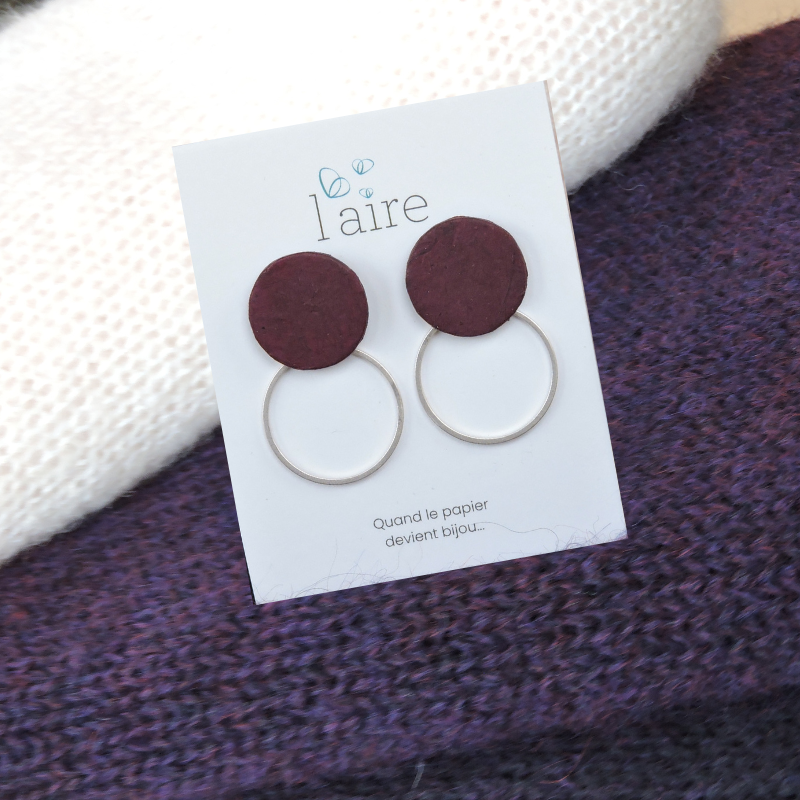 Paper earrings - Plum - 02