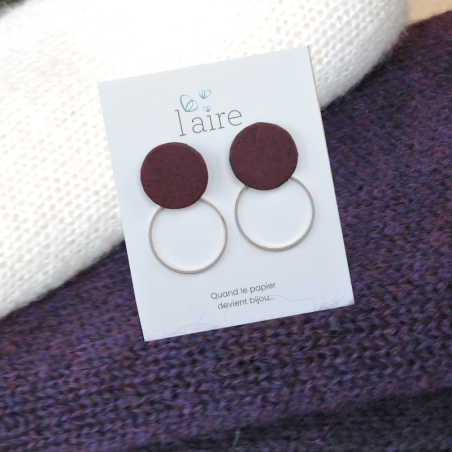 Boucles d'oreilles en papier - Prune  - 02