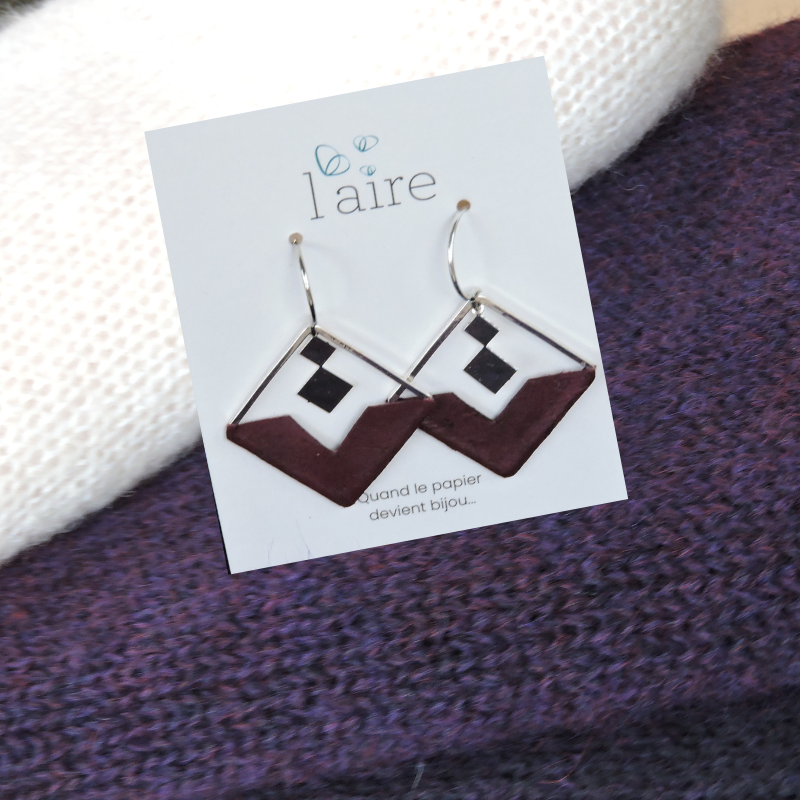 Paper earrings - Plum - 06