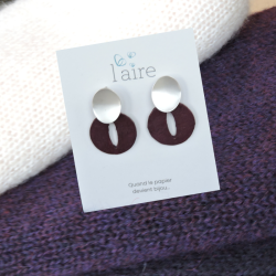 Boucles d'oreilles en papier - Prune  - 08