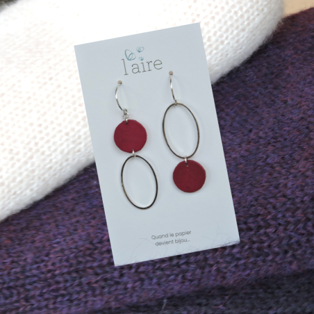 Boucles d'oreilles en papier - Fuchsia  - 07