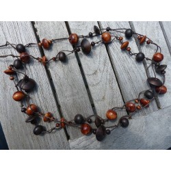 Collier de perles en bois naturel - Madame Framboise