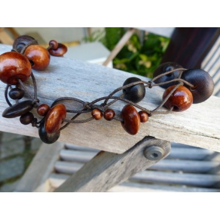 Collier en bois naturel - Madame Framboise