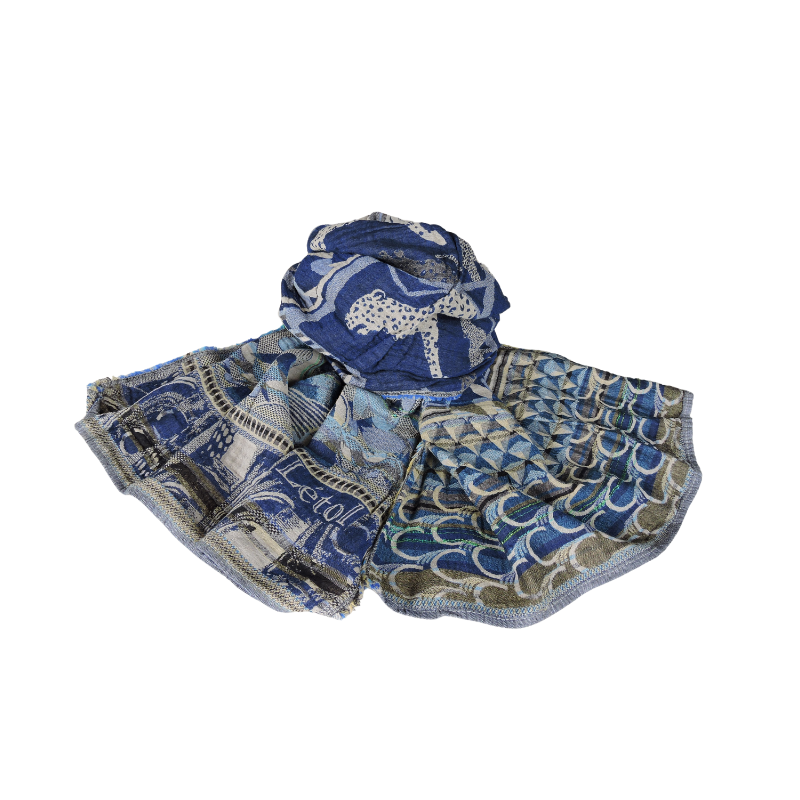 Foulard en coton bio Létol - Carine Cobalt