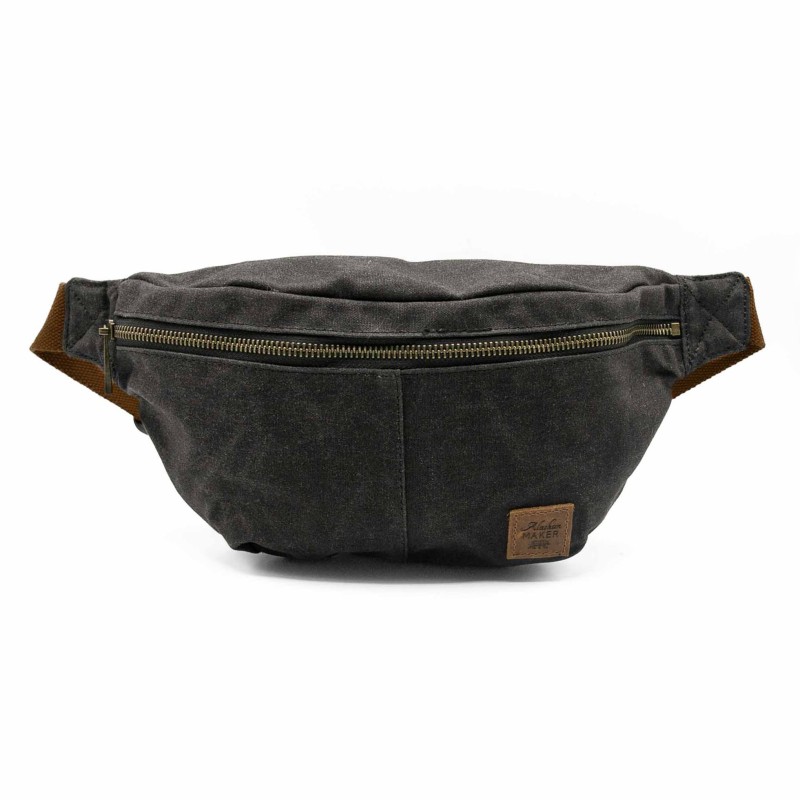 Sac banane toile waxée - Noir