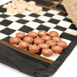 Jeu d'échecs & de dames de voyage - Toile waxée - Noir - Alaskan Maker