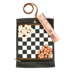 Travel chess & checkers set - Waxed canvas - Black