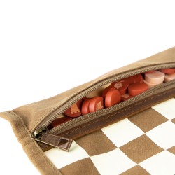 Jeu d'échecs & de dames de voyage - Toile waxée - Havane - Alaskan Maker