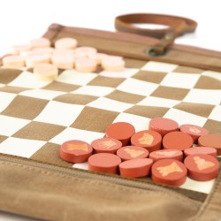 Jeu d'échecs & de dames de voyage - Toile waxée - Havane - Alaskan Maker