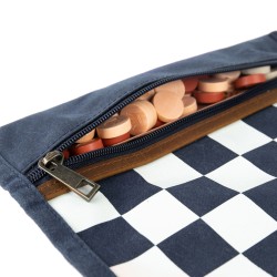 Travel chess & checkers set - Waxed canvas - Navy blue - Alaskan Maker