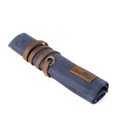 Travel chess & checkers set - Waxed canvas - Navy blue - Alaskan Maker