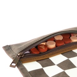Travel chess & checkers set - Waxed canvas - Khaki - Alaskan Maker