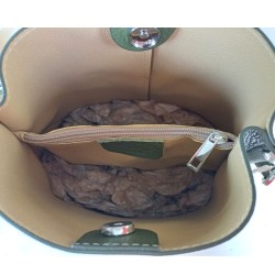 Grained leather bag - Khaki