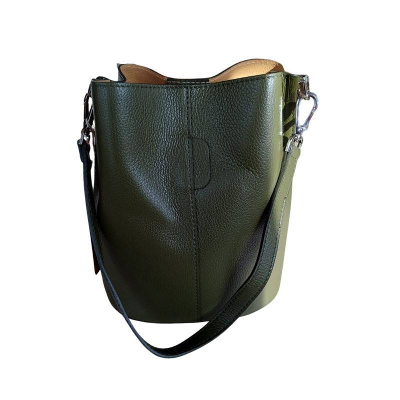 Grained leather bag - Khaki - Madame Framboise