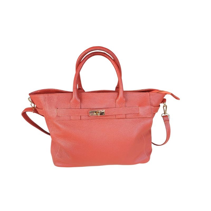 Grained leather bag - Brick