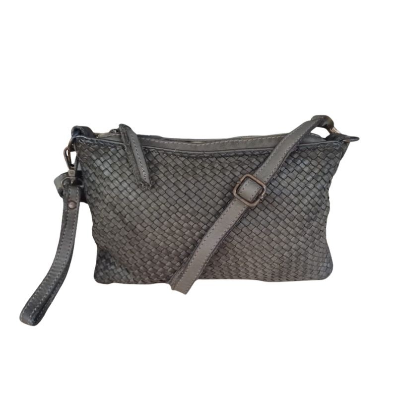 Women's woven leather bag - Khaki - Madame Framboise