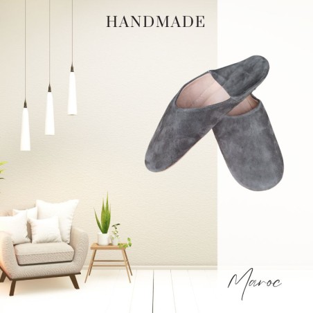 Babouches en daim - Taupe - Madame Framboise