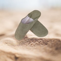 Suede Moroccan slippers - Olive
