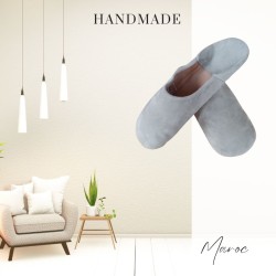 Babouches marocaines en daim - Grège - Madame Framboise