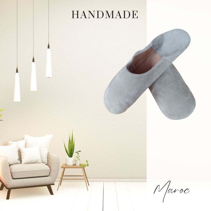 Moroccan suede slippers - Greige - Madame Framboise