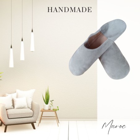 Moroccan suede slippers - Greige - Madame Framboise