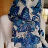 100% cotton blue scarf - Butterflies