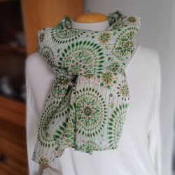 Foulard vert 100 % coton - Rosaces - Madame Framboise